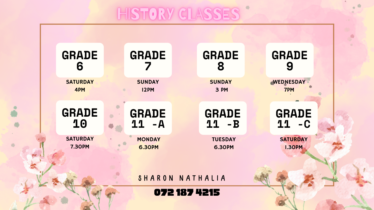 Grade 6 – 11 History English Medium Classes